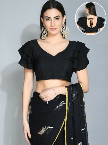 Neck Ruffled Sleeves Blouse, Size : M, XL, XXL, XXXL