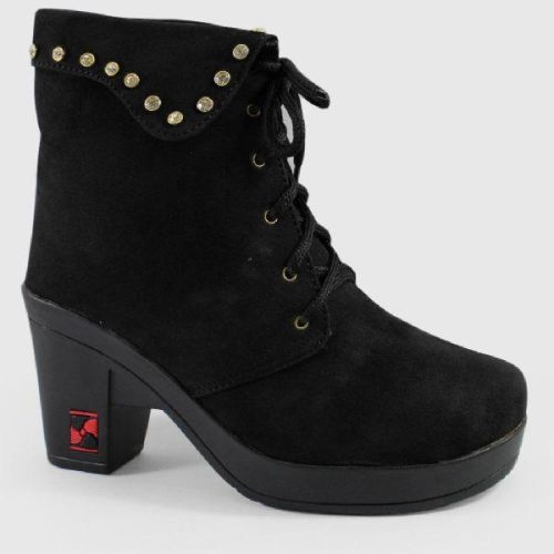 Suede Ankle Heeled Boots, Size : 6, 7, 8, 9