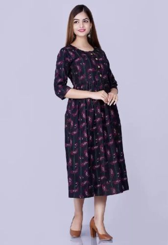 Ladies Cotton Blend A Line Kurta, Packaging Type : Packet