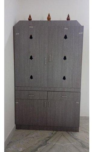 Wooden Pooja Room Cupboard, Color : Brown