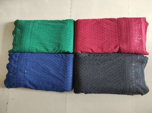 Faux Georgette Sequence Work Fabric, Technics : Machine Made