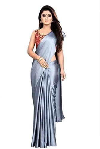 Plain Satin Silk Sarees, Feature : Dry Cleaning