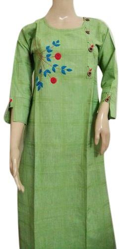 Ladies Cotton Embroidered Kurti, Style : Straight