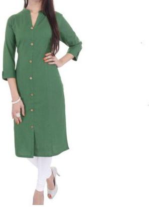 Ladies Cotton Plain Kurti, Style : Straight
