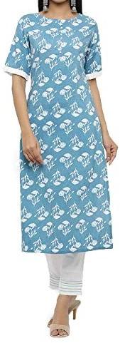 Printed Ladies Pure Cotton Kurti, Style : Straight