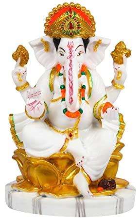 Marble Lord Ganesha Multicolor Statue, Packaging Type : Thermocol Box, Carton Box, Cardboard Box