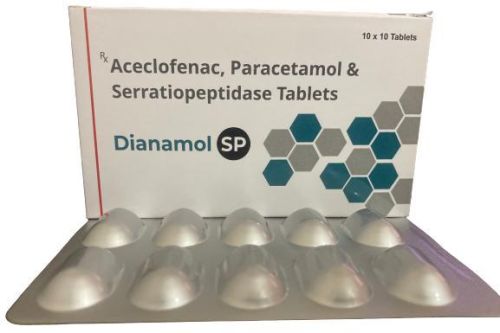 ACECLOFENAC,PARACETAMOL AND SERRATIOPEPTIDASE TABLETS, Color : ORANGE