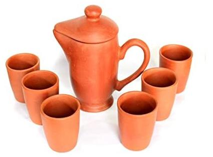 Clay Water Pot With Glass