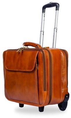 Leather Laptop Trolley Bag, Color : Brown