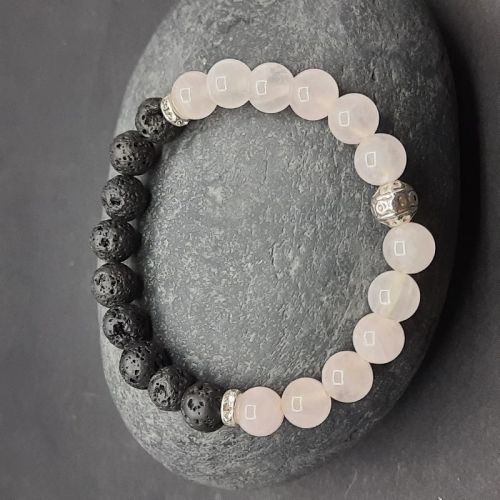 Lava and Rose Quartz Bracelet and Mala