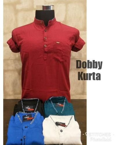 Men Plain Dobby Kurta, Size : XL