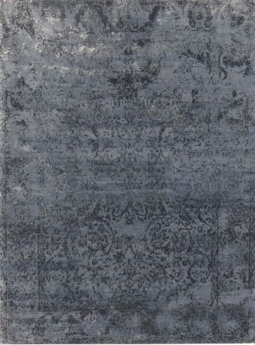 Smooth Hand Knotted Wool Silk Rugs, Color : Grey Standard