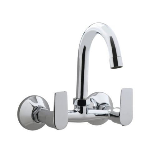 Viking Polished CP Brass Sink Mixer Two Handles, For Wall Mounting, Certification : TM