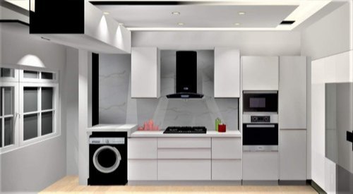 Gloss Straight Modular Kitchen, For Home, Pattern : Morden