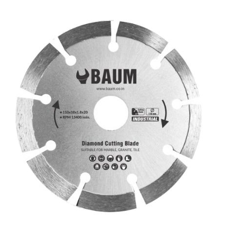 Baum Diamond Cutting Blade, Size : 110 X 10 X 1.8 X 20 Mm