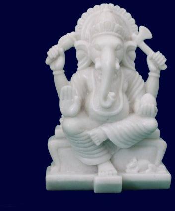 Stoneinlay Marble Ganesh Statue, For Worship, Pattern : Plain, Carved