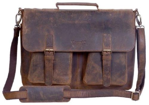 Brown Hunter Leather Messenger Bag, For Office, Pattern : Plain