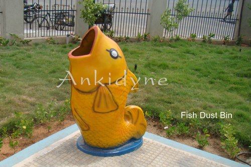 Round Fiber Fish Dustbin, Color : Yellow