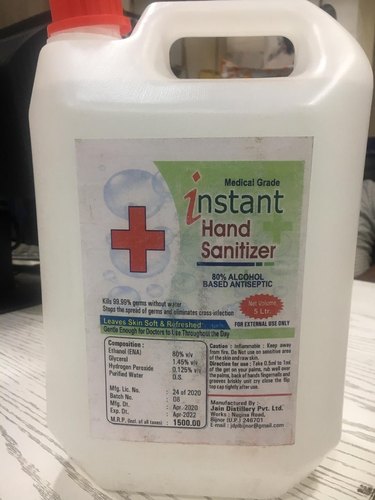 Instant Hand Sanitizer, Packaging Size : 5 Litre