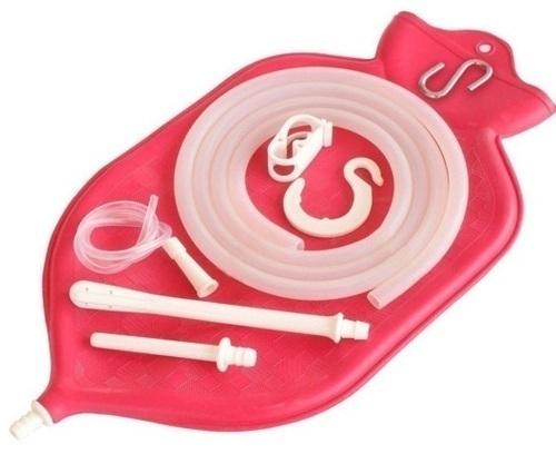 Rubber Enema Bag Kit, Color : Red