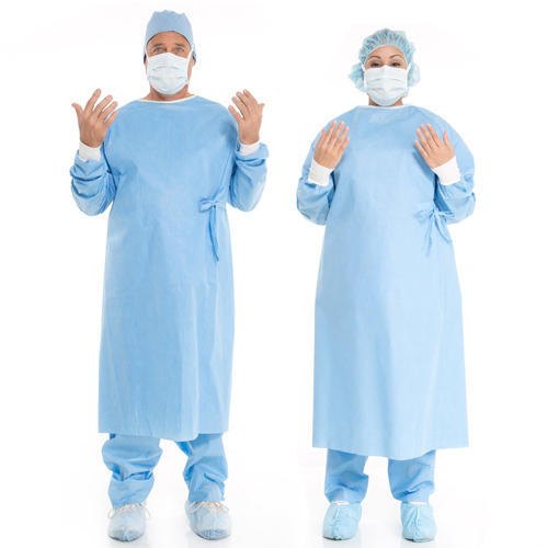 Plain Spunbond Disposable Surgical Gown, Color : Medical Blue