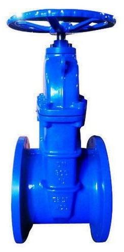 High Cast Iron Double Flange Sluice Valve, Color : Blue