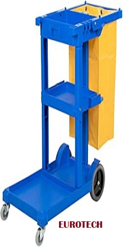 Eurotech Plastic Janitor Cart, Color : Yellow Blue