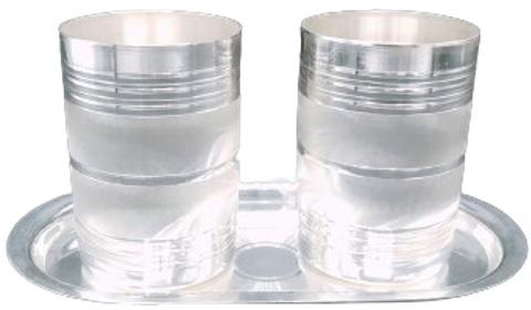 1018 Silver Plated Tray Glass Set, Style : Royal