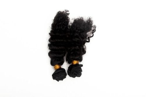 100% Curly Human Care Weft Hair Extension, Color : Natural Brown | Natural Black