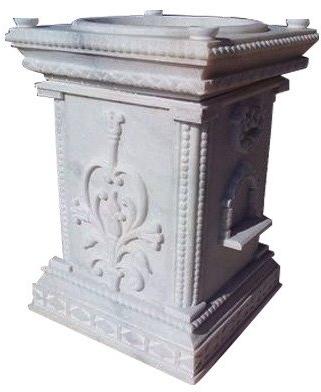 Carved Cement Tulsi Pot, Shape : Rectangular