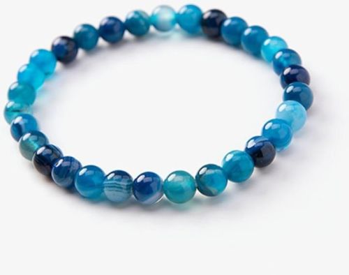 Blue Agate Bracelet, Shape : Round