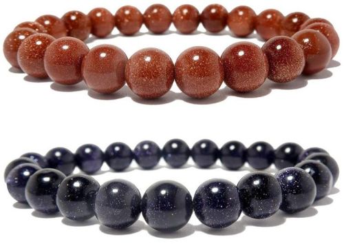 Round Goldstone Bracelet, Color : Brown, Black