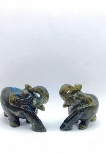 Crystal Non Polished Labradorite Elephant Statue, For Gifting, Home Decor, Technics : Handmade, Machine Made