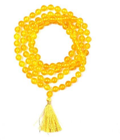 Polished Yellow Agate Beads Mala, Feature : High Strength, Long Lasting, Quality Tested