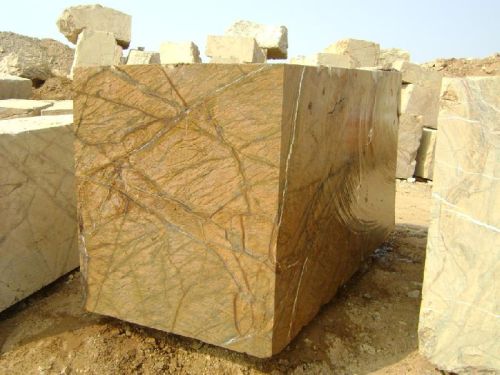 Rectangular Rainforest Golden Marble Block, For Hotel, Kitchen, Office, Feature : Fine Finished, Washable