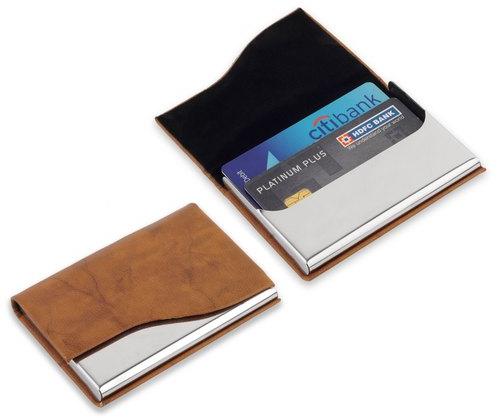 Panazone Corporate Leather Smile Card Holder, Color : Brown