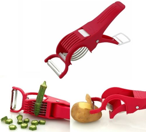 Plastic Manual Stainless Steel Vegetable Cutter With Peeler, For Kitchen, Feature : Good Quality