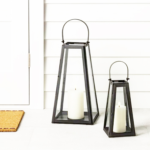 Iron and Glass Candle Lanterns, Size : 45x45x50cm