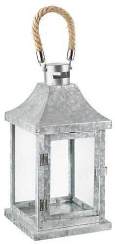 Metal Candle Lantern With Rope Handle, Color : Black