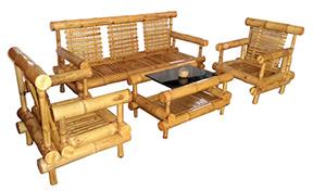 Bamboo Sofa Set, Size : H 33 X W 28 X L 73, H 33 X W 25 X L 52, H 18 X W 23 X L 36 Inches