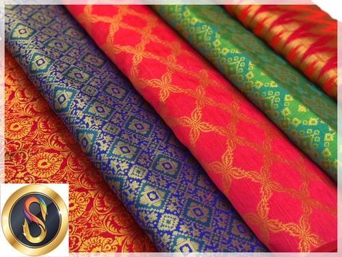 Brocade Banarasi Silk Fabric, Width : 44-45 Inches