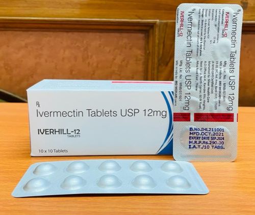 White. Tablets IVERHILL 12MG, For Personal, Purity : 100%