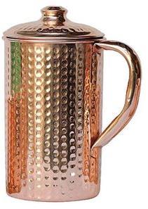 Round Hammered Copper Jug, For Water Storage