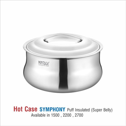 2700 Ml Symphony Stainless Steel Casserole, For Home, Shape : Belly