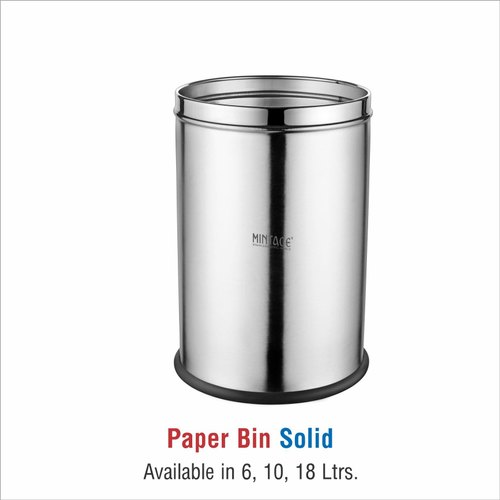 Solid Open Top Stainless Steel Dustbins, Color : Silver