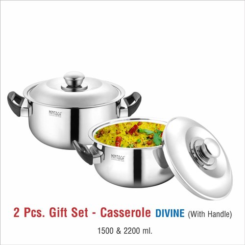 2 Piece Divine Stainless Steel Casserole