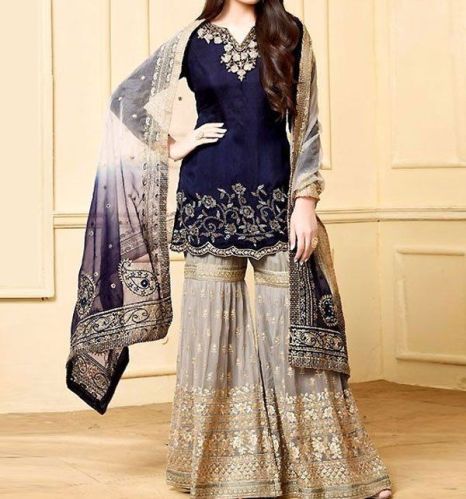 Ladies Party Wear Pakistani Unstitched Suit, Feature : Dry Cleaning