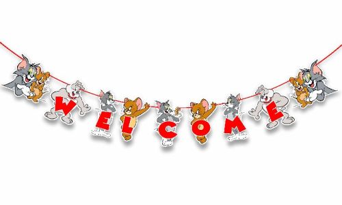 Tom and Jerry Welcome Banner, For Birthday Decorations, Packaging Type : Plastic Cover