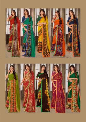 Digital Printed Sarees Pack Of 10