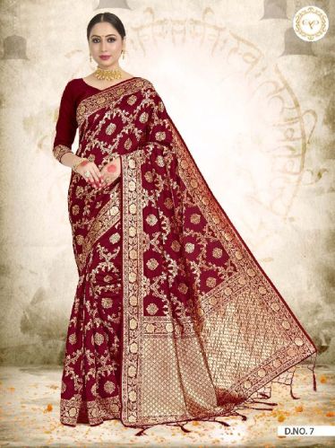 Jacquard Unstitched Banarasi Saree, For Easy Wash, Age Group : Adults